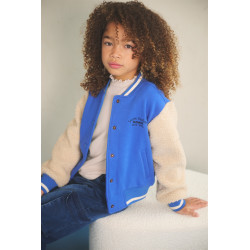 NoNo Darsy Furry Sweat Varsity Jacket Nautical Blue