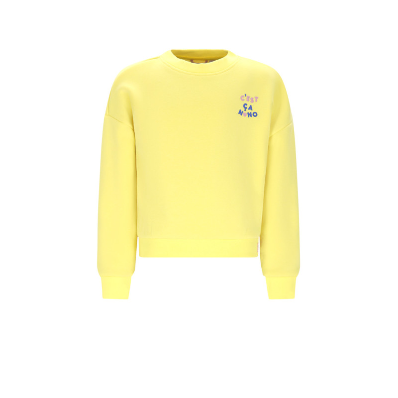 NoNo Konono Furry Sweat with C'est La Vie artwork Light Lemon