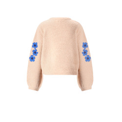 NoNo Kem Melange Knitted Sweater with Flower embro Pearled Ivory