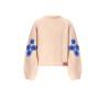 NoNo Kem Melange Knitted Sweater with Flower embro Pearled Ivory