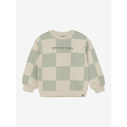 Daily 7 Oversized Sweater Check Print Cool Mint