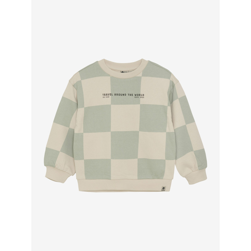 Daily 7 Oversized Sweater Check Print Cool Mint