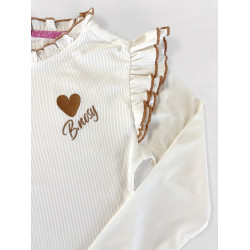 B.Nosy Tonya  top wit ruffles Ecru