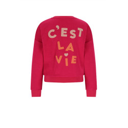NoNo Konono Furry Sweat with C'est La Vie artwork Cerise Pink