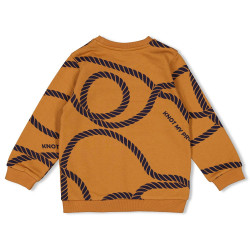 Sturdy Sweater AOP - Waves and Whales Hazelnoot