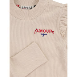 LOOXS Little rib t-shirt with ruffles soft sand