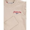 LOOXS Little rib t-shirt with ruffles soft sand