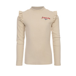 LOOXS Little rib t-shirt with ruffles soft sand