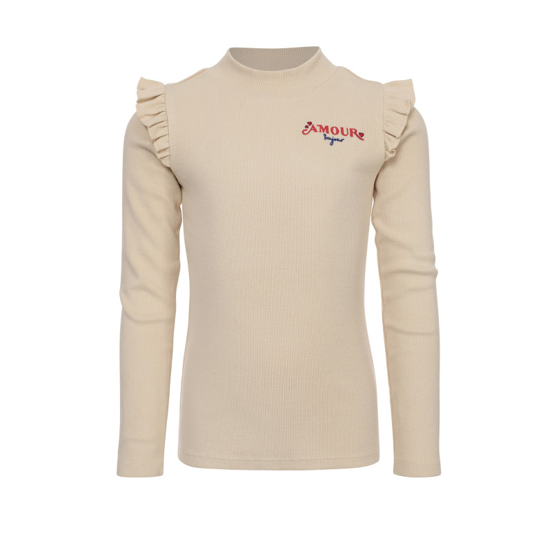 LOOXS Little rib t-shirt with ruffles soft sand