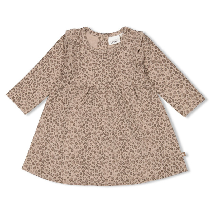 Feetje Jurk AOP - Better Together Taupe melange