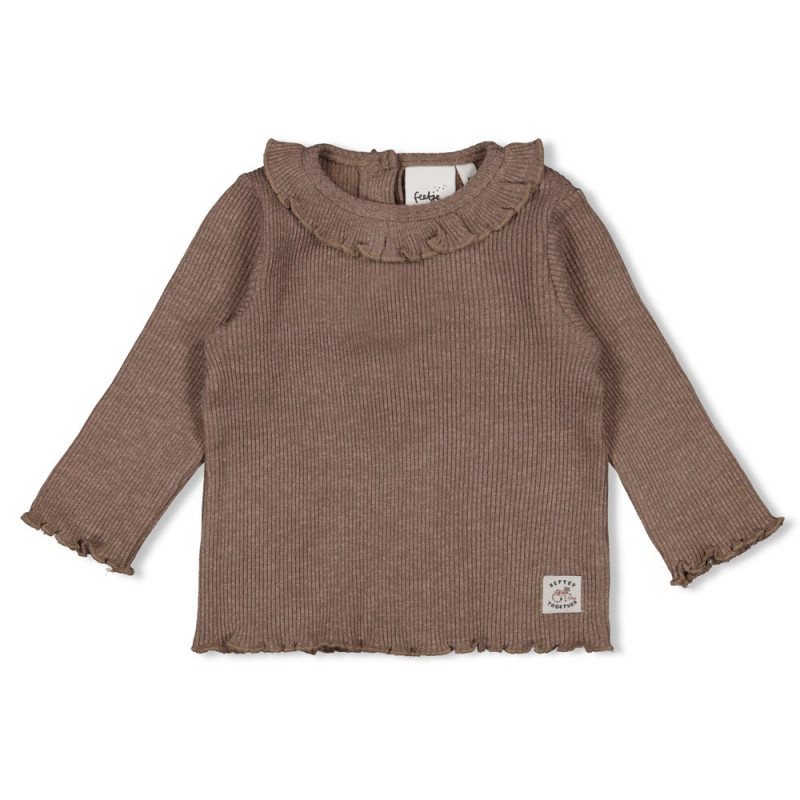 Feetje Longsleeve rib - Better Together Bruin melange