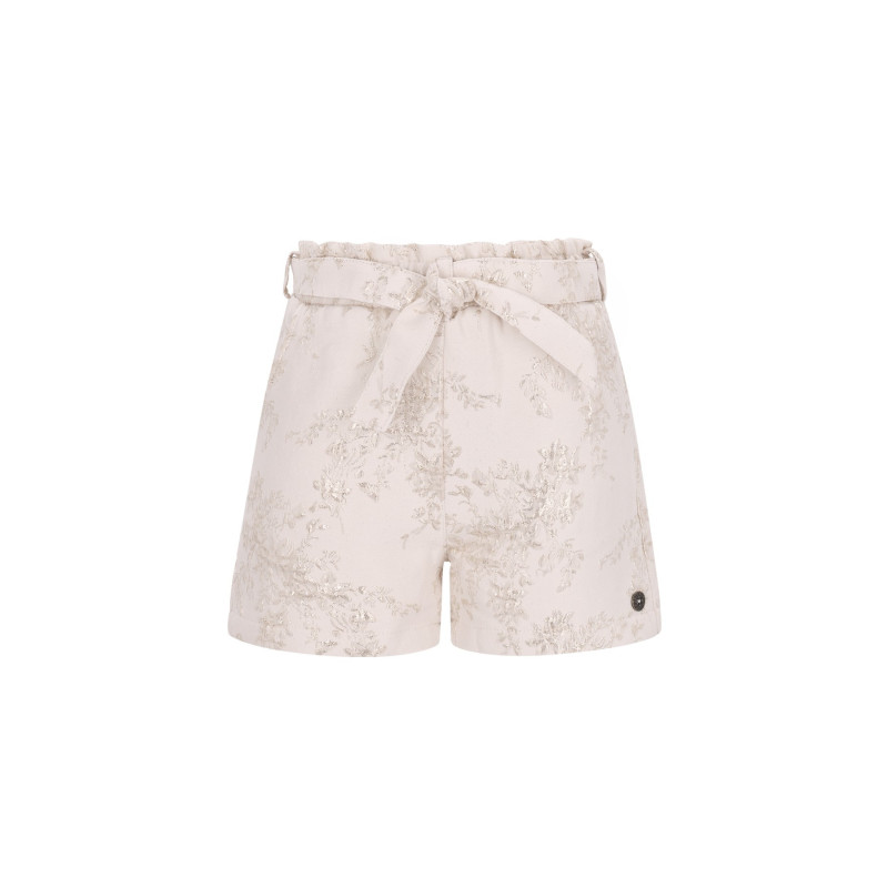 Like Flo Fay-Linn Flo girls jacquard short with shell belt Soft gold