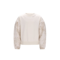 Like Flo Dolly Flo girls sweater with jacquard sleeves Off white