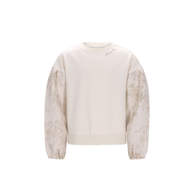 Like Flo Dolly Flo girls sweater with jacquard sleeves Off white