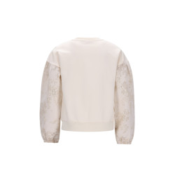 Like Flo Dolly Flo girls sweater with jacquard sleeves Off white