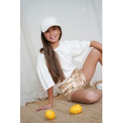 Like Flo Fay-Linn Flo girls fake leather short with shell belt Gold