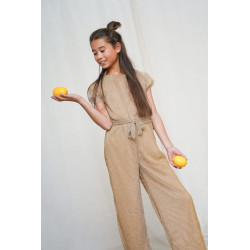 Like Flo Bellu Flo girls plisse metallic jumpsuit without closure Soft gold