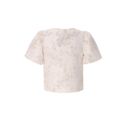Like Flo Cozie Flo girls jacquard blouse with puffy sleeve Soft gold