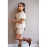 Like Flo Cozie Flo girls jacquard blouse with puffy sleeve Soft gold