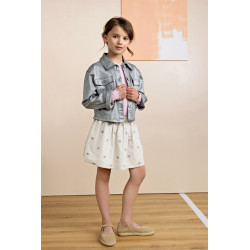 NoNo Ninu Embroidered Poplin Skirt Warm Grey