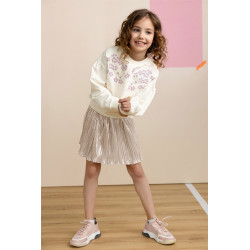 NoNo Nele Metallic Plissee Skirt Pearled Ivory