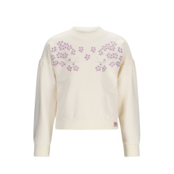 NoNo Kamis Sweater with embroidery at chest Pearled Ivory