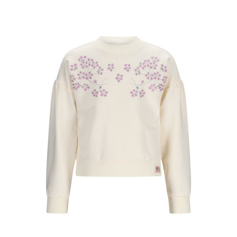 NoNo Kamis Sweater with embroidery at chest Pearled Ivory