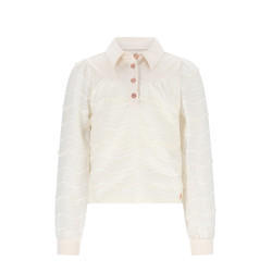 NoNo Temmy Blouse Tshirt L/SL Pearled Ivory