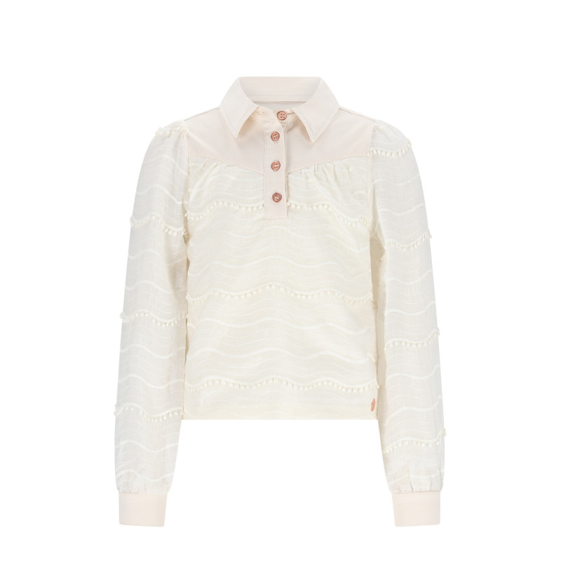 NoNo Temmy Blouse Tshirt L/SL Pearled Ivory
