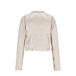 NoNo Tisja Metallic Plissee Blouse Pearled Ivory