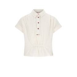 NoNo Tammy Oversized Blouse S/SL Pearled Ivory