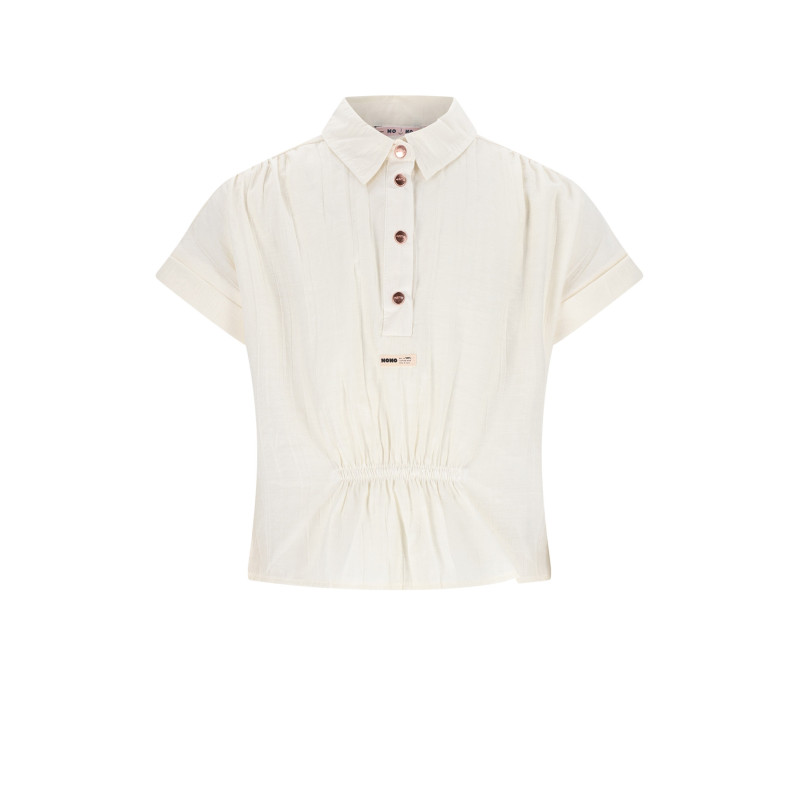 NoNo Tammy Oversized Blouse S/SL Pearled Ivory