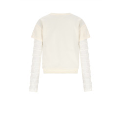 NoBell' Kase Sweat Top with contrast Jersey sleeves Pearled Ivory