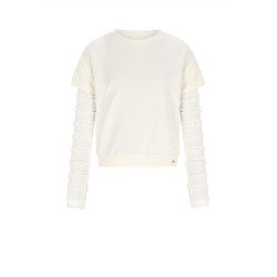 NoBell' Kase Sweat Top with contrast Jersey sleeves Pearled Ivory