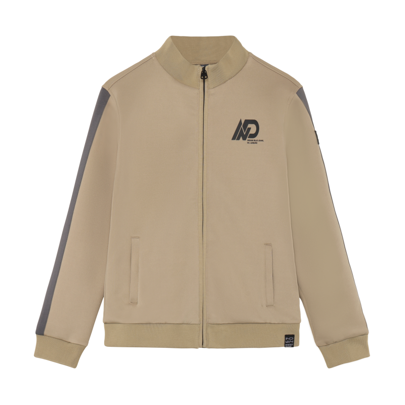 Indian Blue Jeans Zipper Jacket Chest Artwork Sand