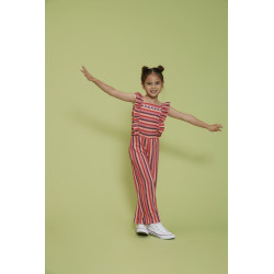 Jubel Jumpsuit streep seersucker - Salsa Sunset Zalm