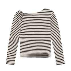 Indian Blue Jeans Longsleeve Offshoulder Stripe Sand