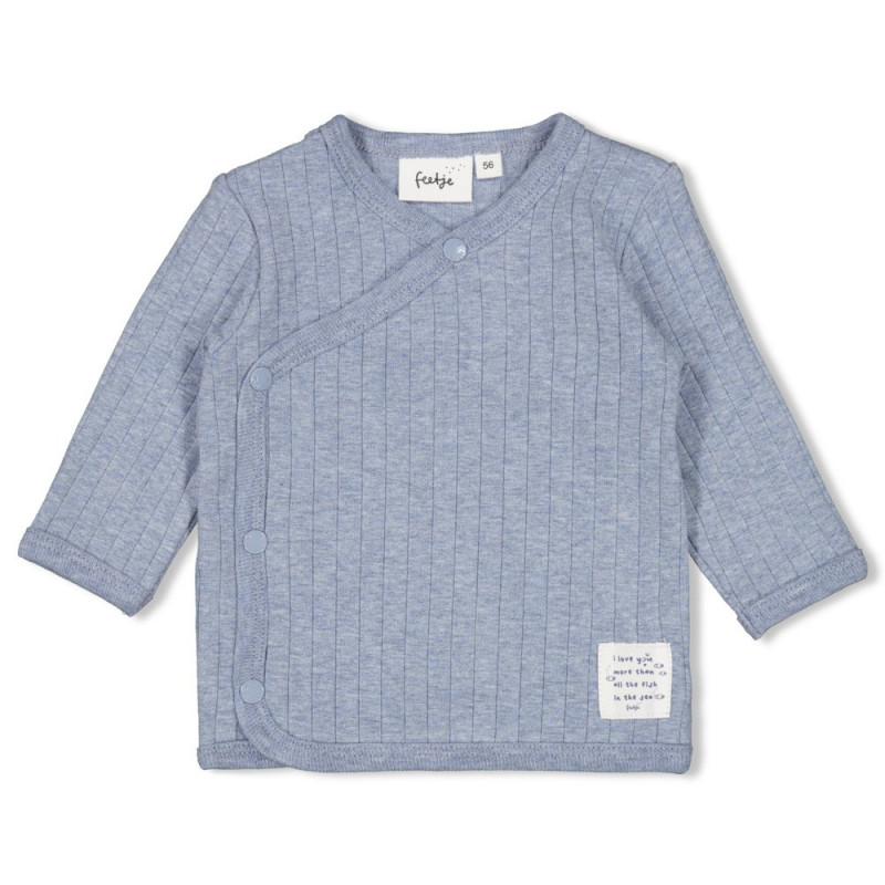 Feetje Overslagshirt rib - Blue Ocean Blauw melange