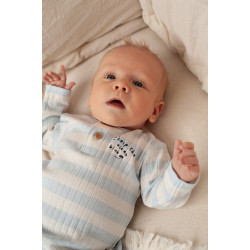 Feetje Longsleeve rib met streep - Blue Ocean Blauw