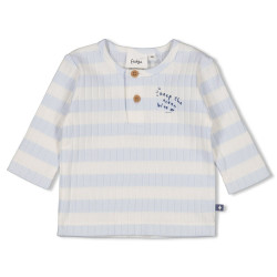 Feetje Longsleeve rib met streep - Blue Ocean Blauw