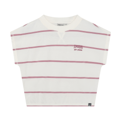 Indian Blue Jeans T-shirt Wide Cropped Stripe White