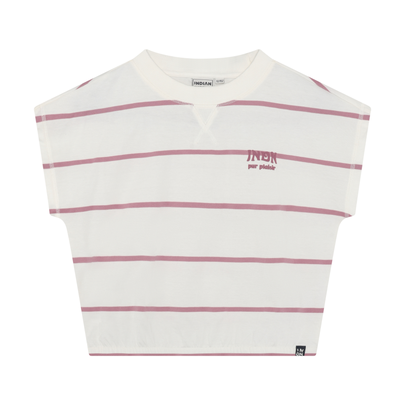 Indian Blue Jeans T-shirt Wide Cropped Stripe White