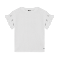 Daily Seven T-shirt Embroidery Sleeve Egret