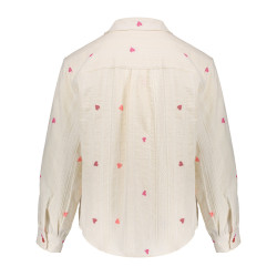 Geisha Blouse hearts off-white/red