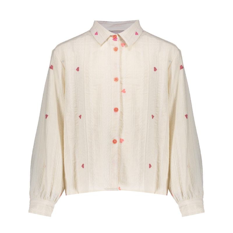Geisha Blouse hearts off-white/red
