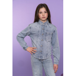 Geisha Jeans jacket + rhinestones bleached denim