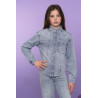 Geisha Jeans jacket + rhinestones bleached denim
