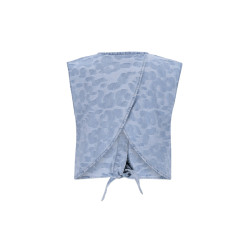 Like Flo Clara Flo girls chambrey knotted top with CF closure Denim AOP