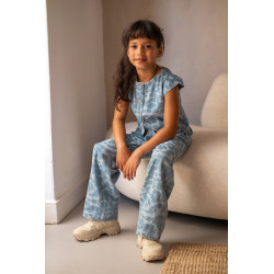 Like Flo Clara Flo girls chambrey knotted top with CF closure Denim AOP