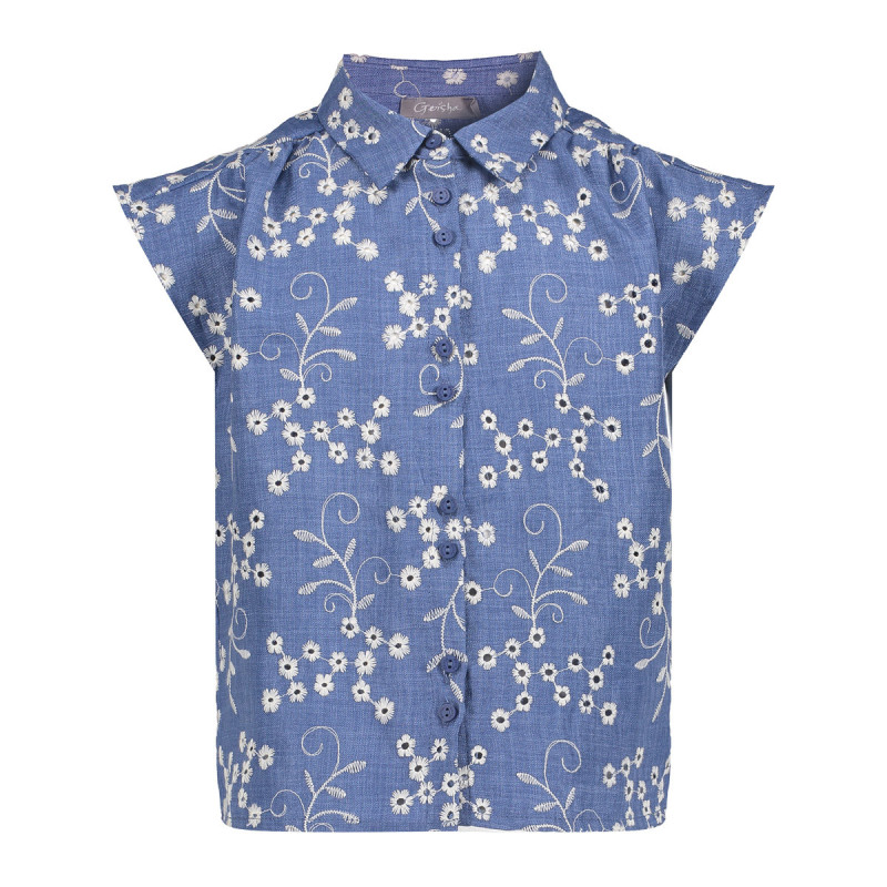 Geisha Blouse broderie ecru/chambray